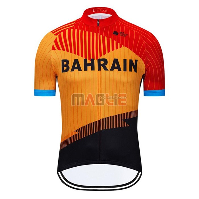 Maglia Bahrain Manica Corta 2020 Arancione Nero
